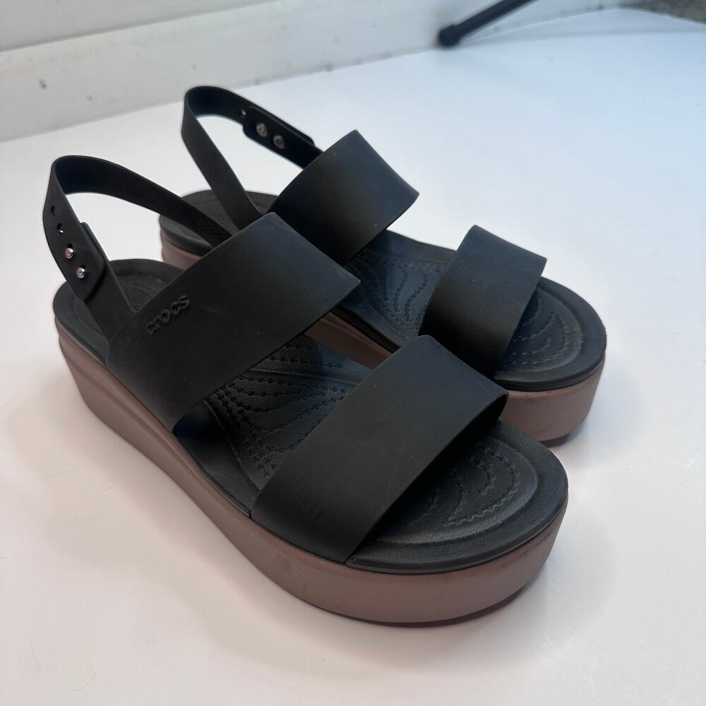 Crocs Brooklyn Low Wedge Black Sandals